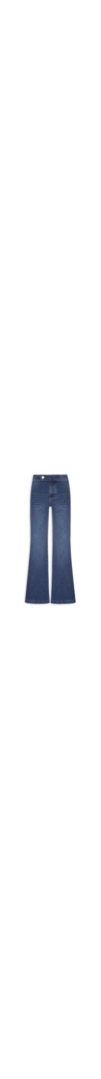 Calça Feminina Jeans Wide Leg Cós Aleta - Azul