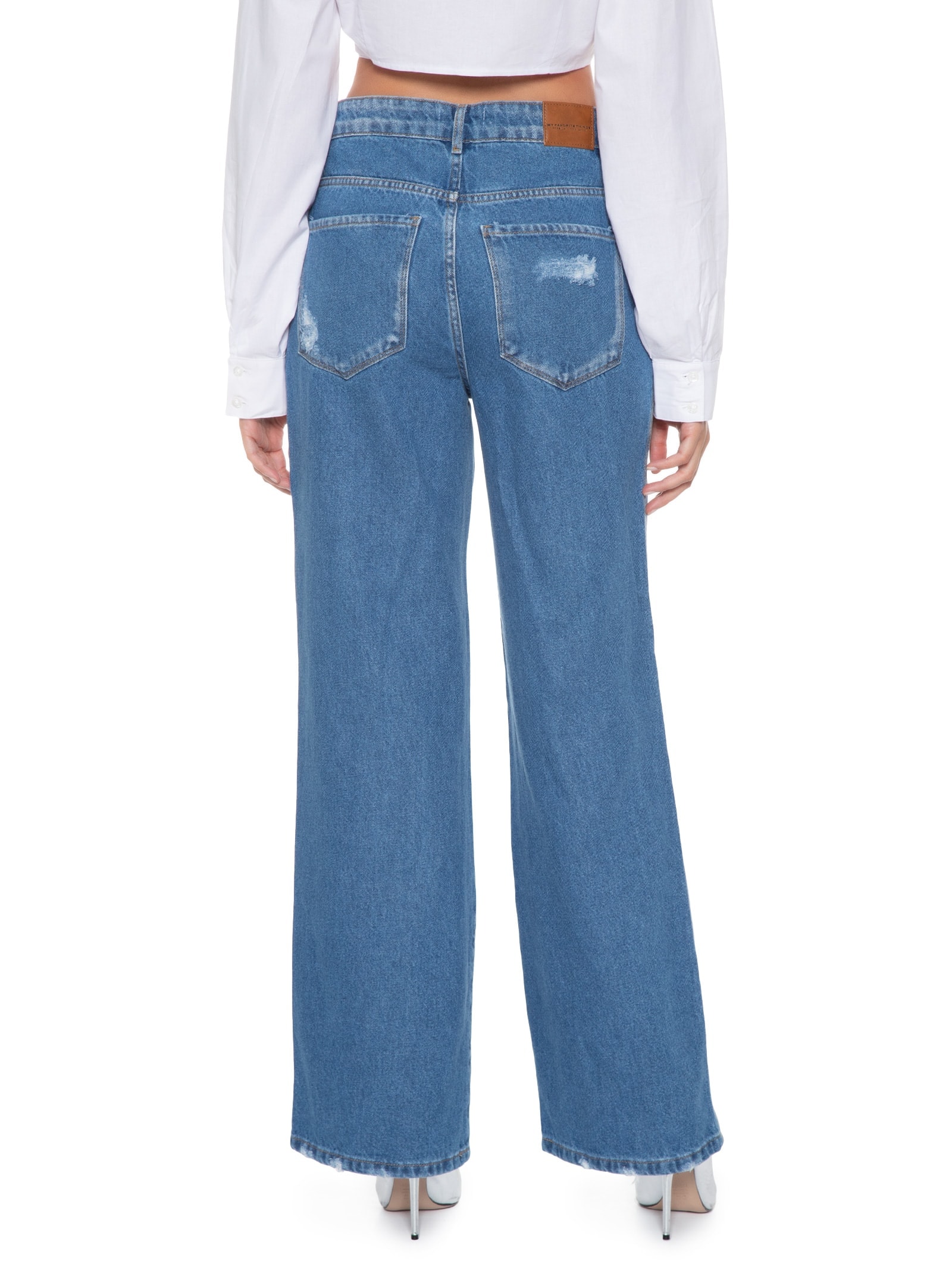 Calça Feminina Jeans Wide Leg High Azul My Favorite Things