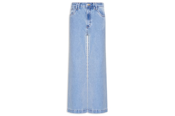 Calça Feminina Jeans Wide Leg High - Azul