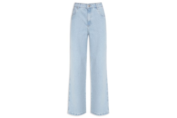 Calça Feminina Jeans Wide Leg Low - Azul