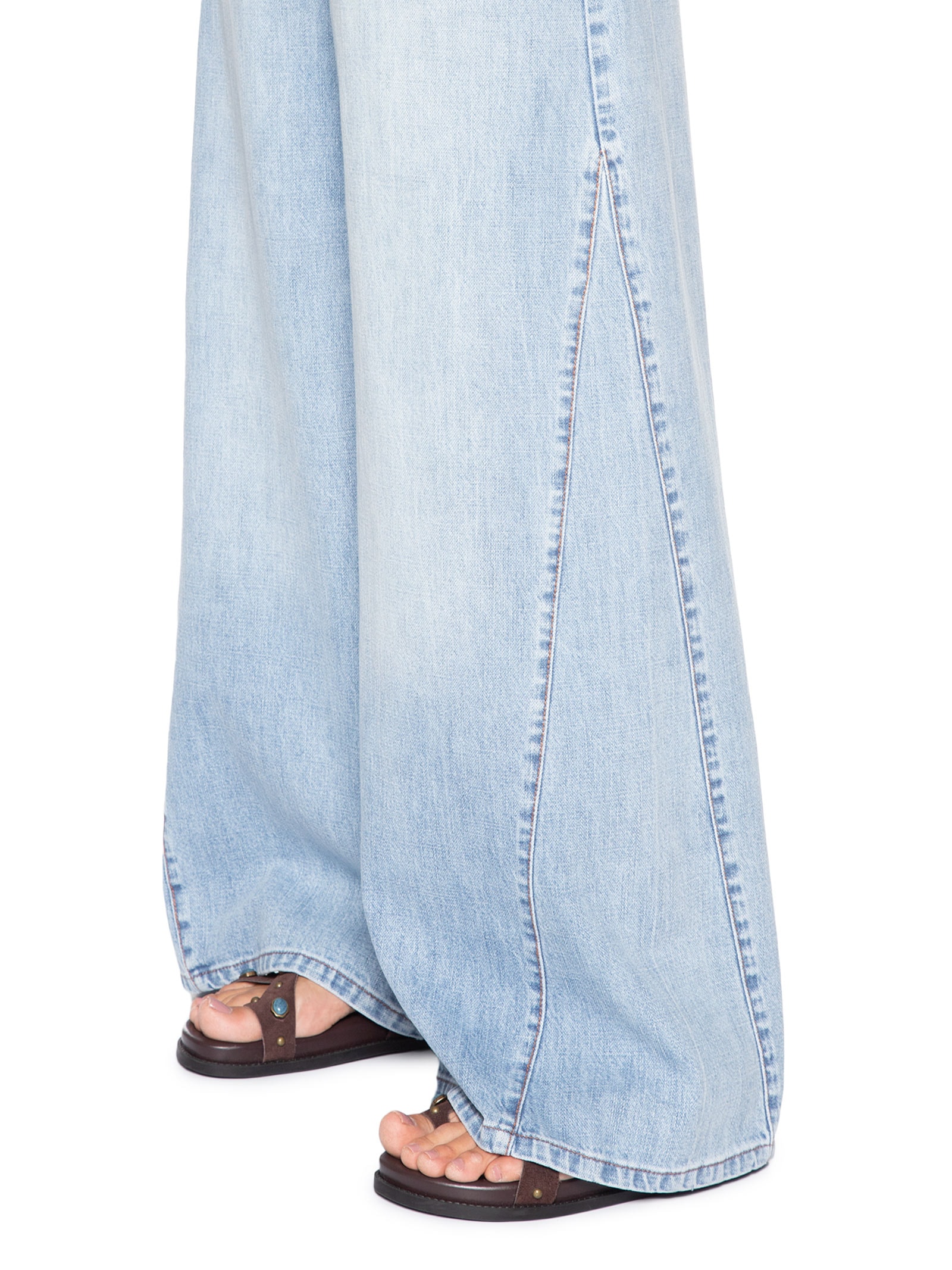 Calça Feminina Jeans Wide Leg Nesgas Azul Maria Filó