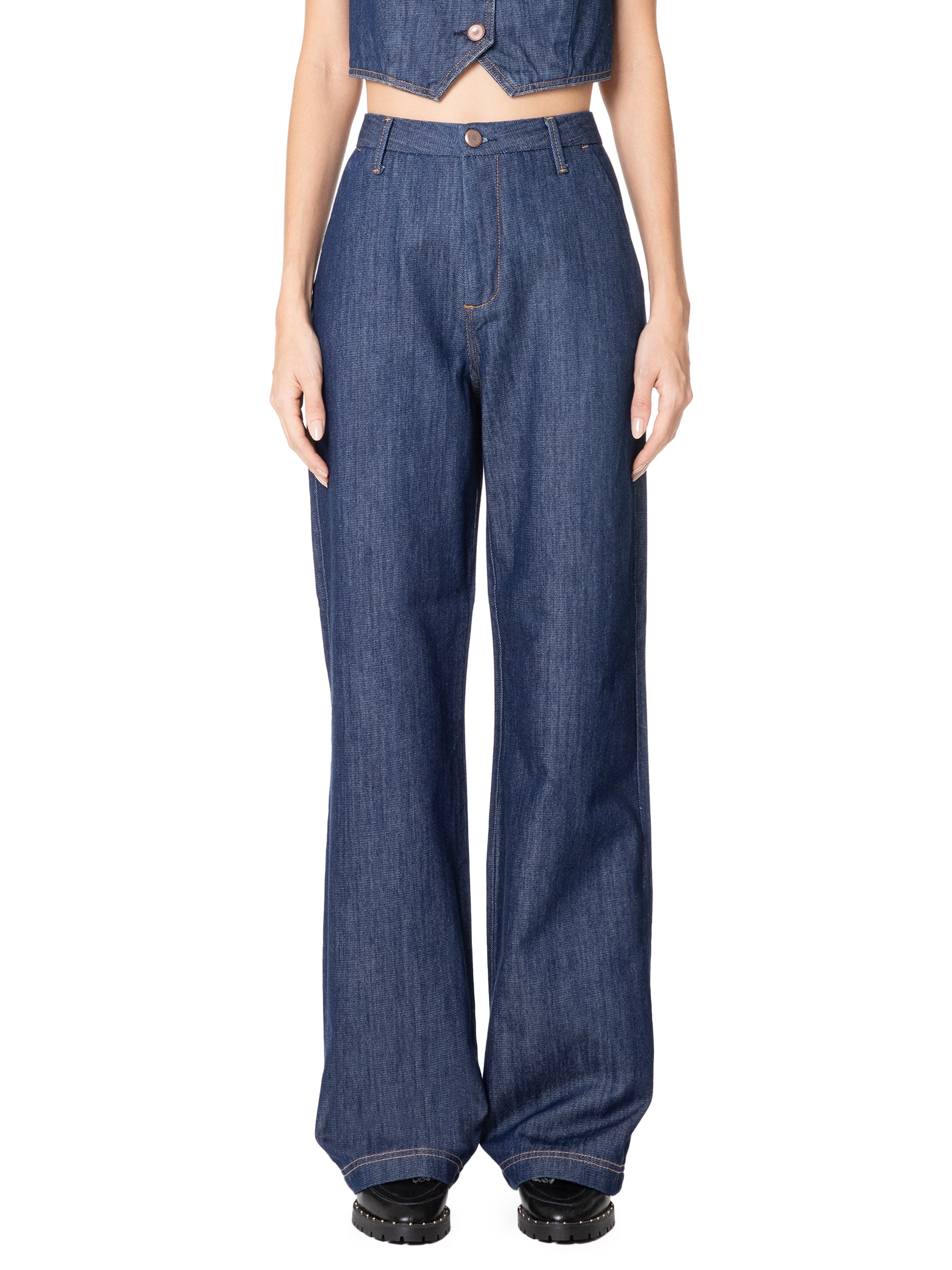 Animale - Calça Feminina Jeans Wide Leg Raw Denim - Azul