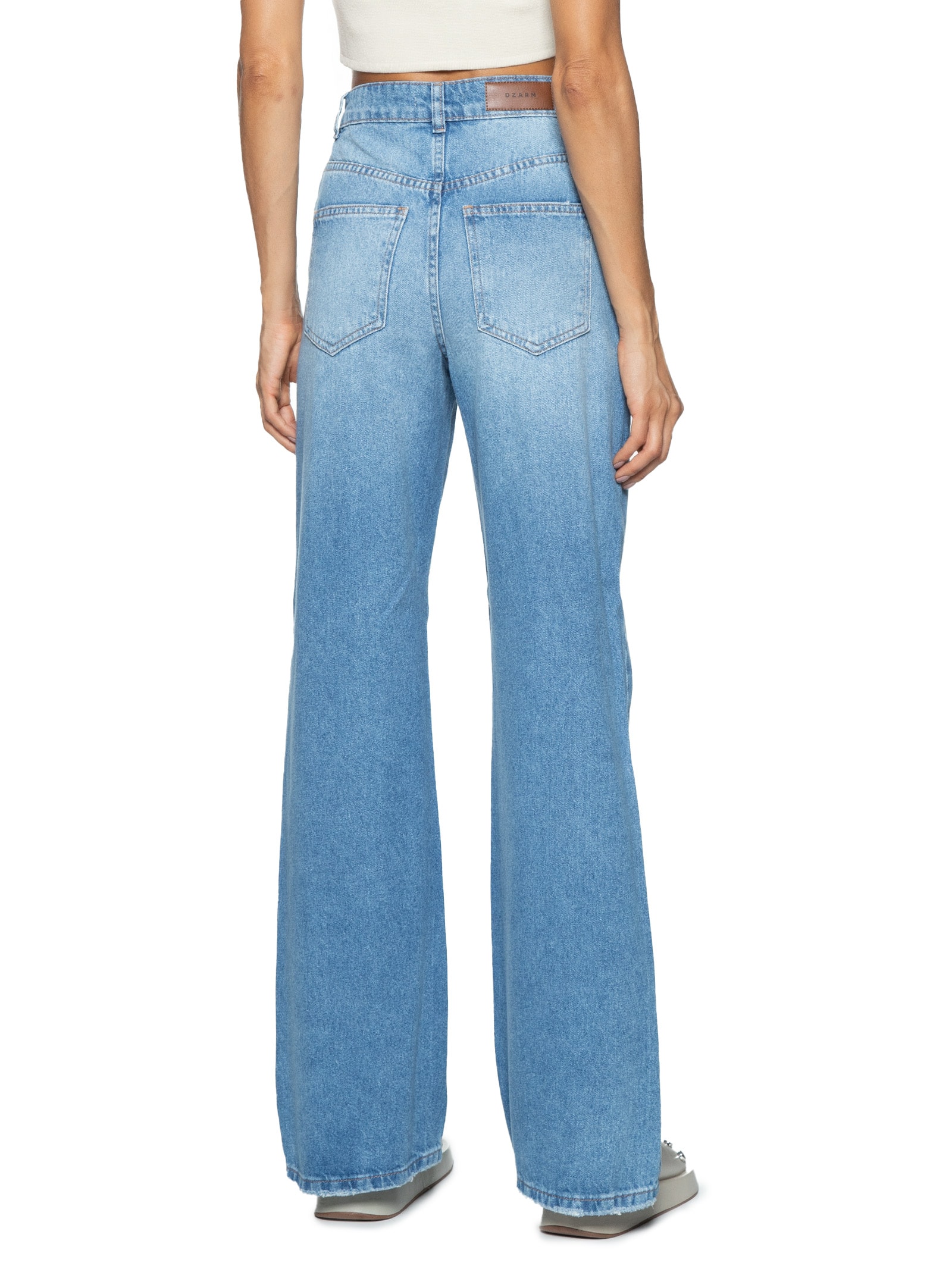 Dzarm Calça Feminina Jeans Wide Leg Slim Azul - Main Image