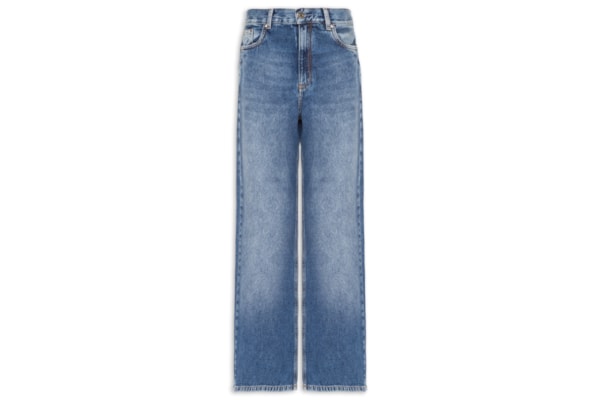 Calça Feminina Jeans Wide Leg Stoned - Azul