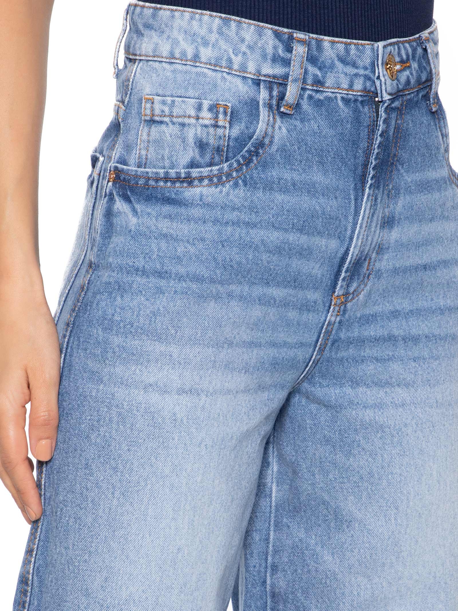 Calça Feminina Jeans Wide Leg Super High Azul Lança Perfume