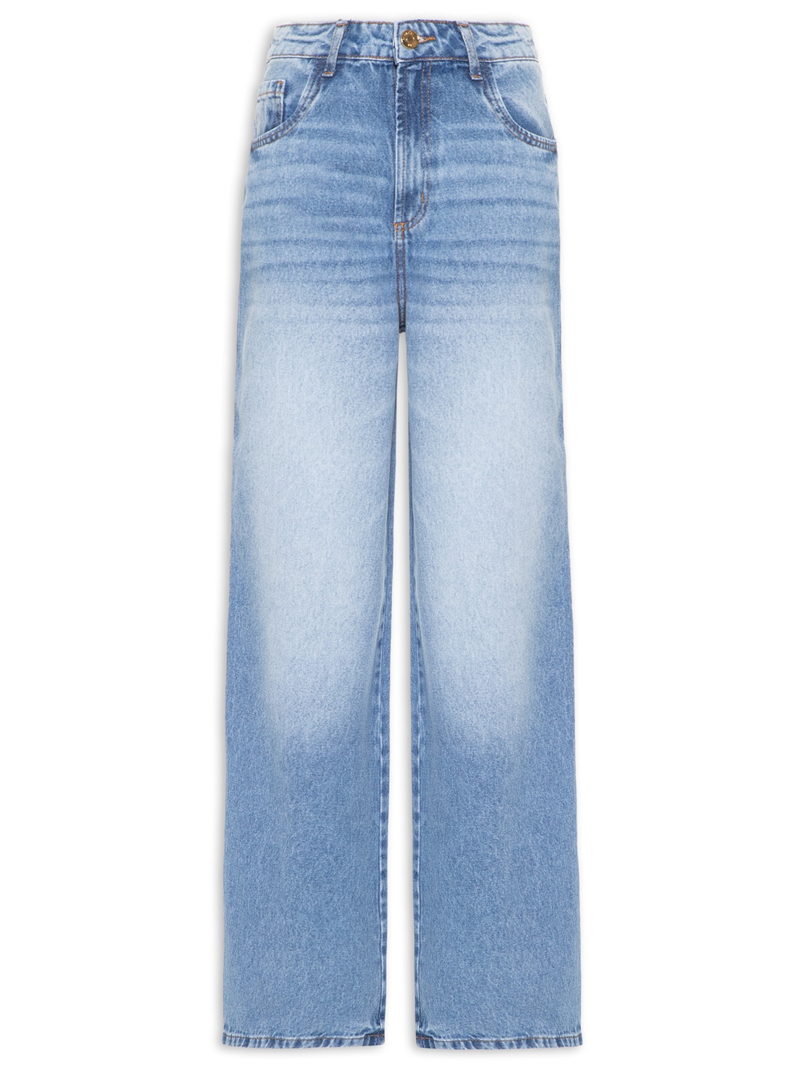 Calça Feminina Jeans Wide Leg Super High Azul Lança Perfume