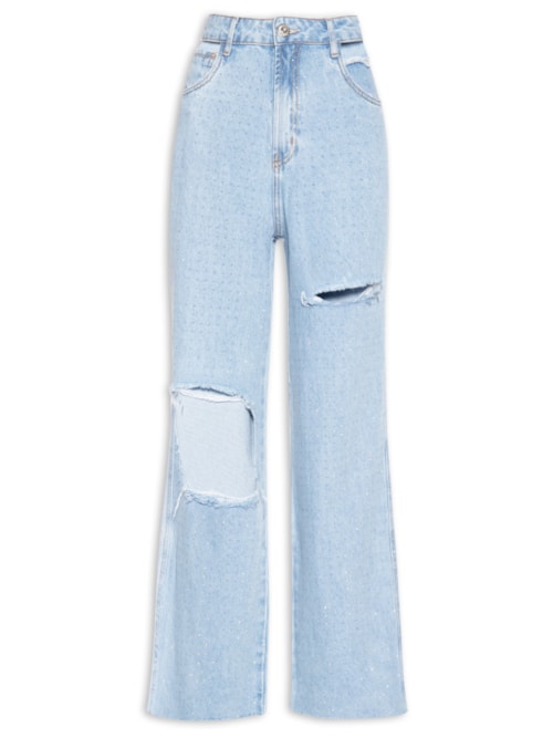 Calça Feminina Jeans Wide Leg Super High Shine – Azul