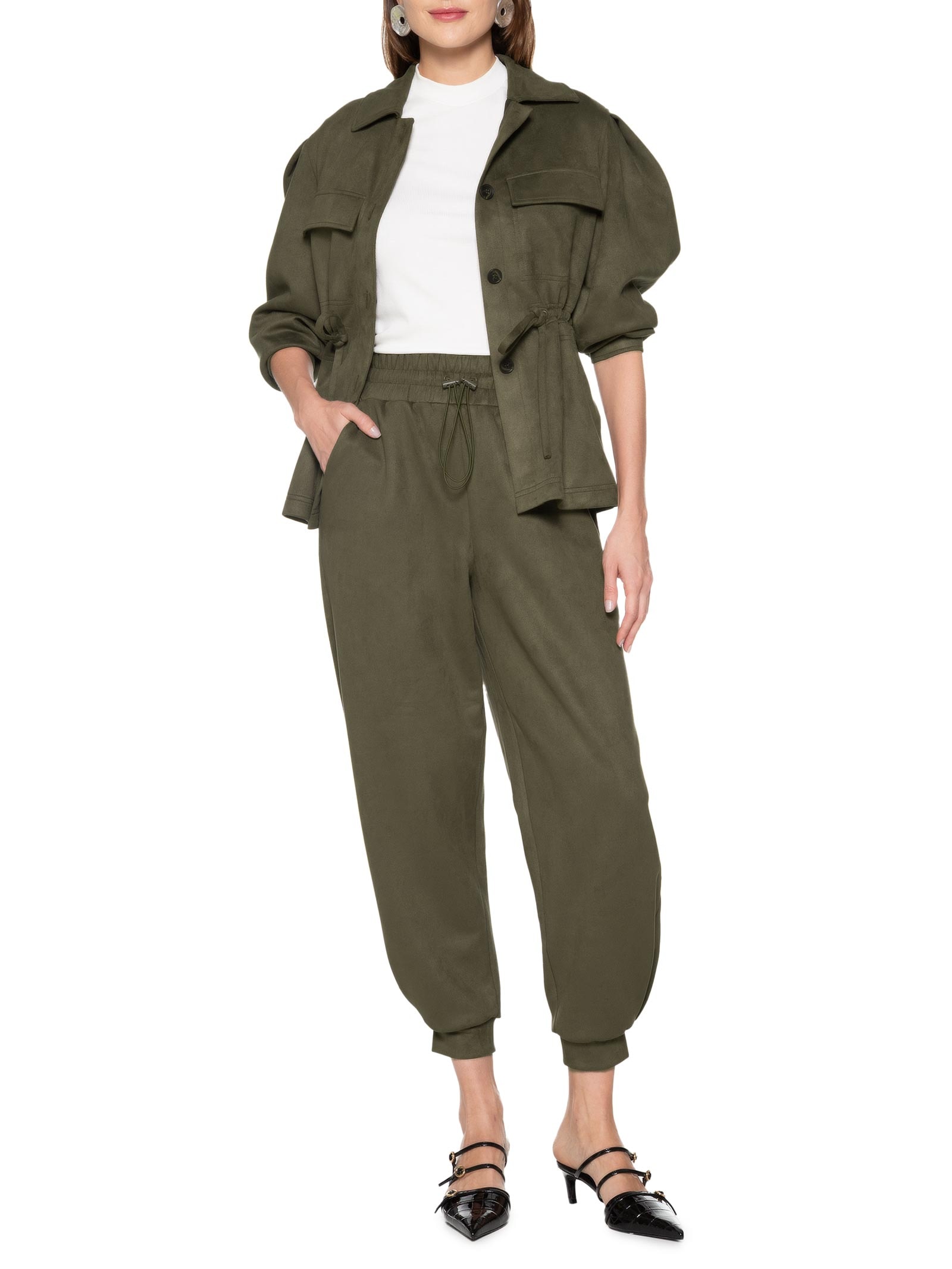 Calça Feminina Jogger de Suede Mob Verde