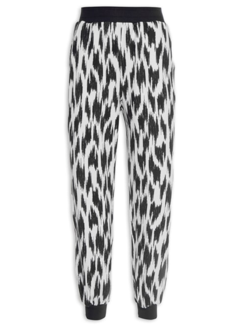 Calça Feminina Jogger Moletom Estampado - Preto
