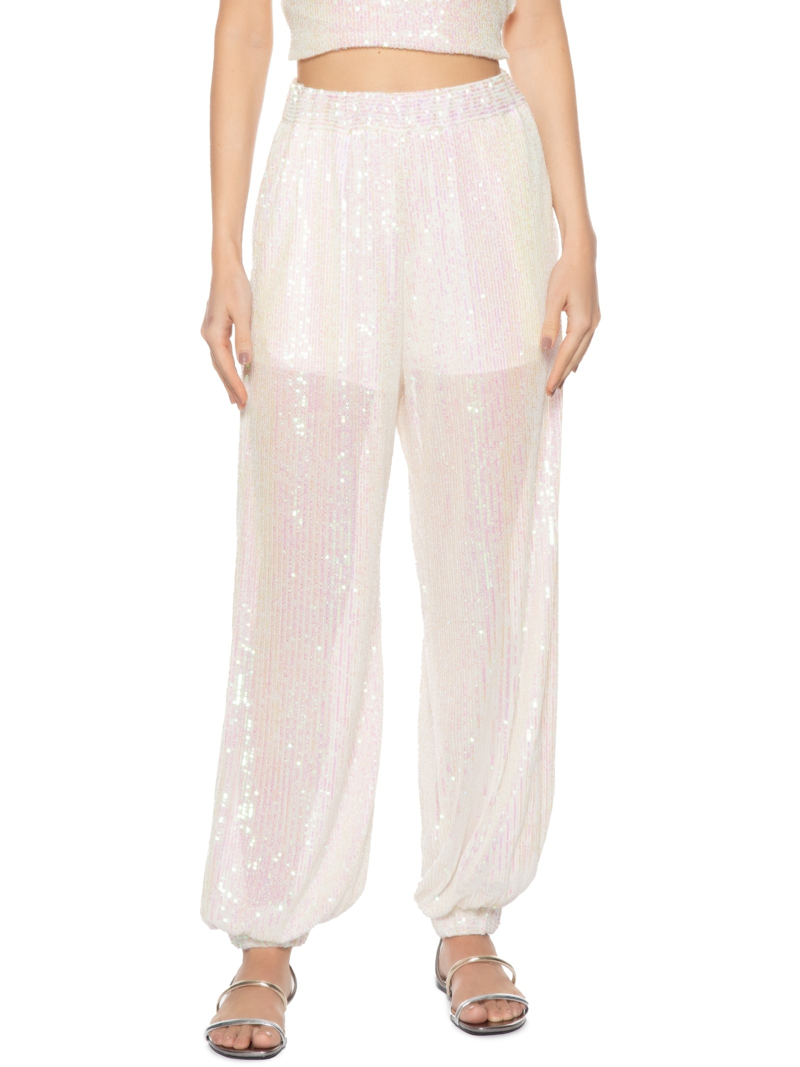 Calça Feminina Jogger Paetê Off White Dress To