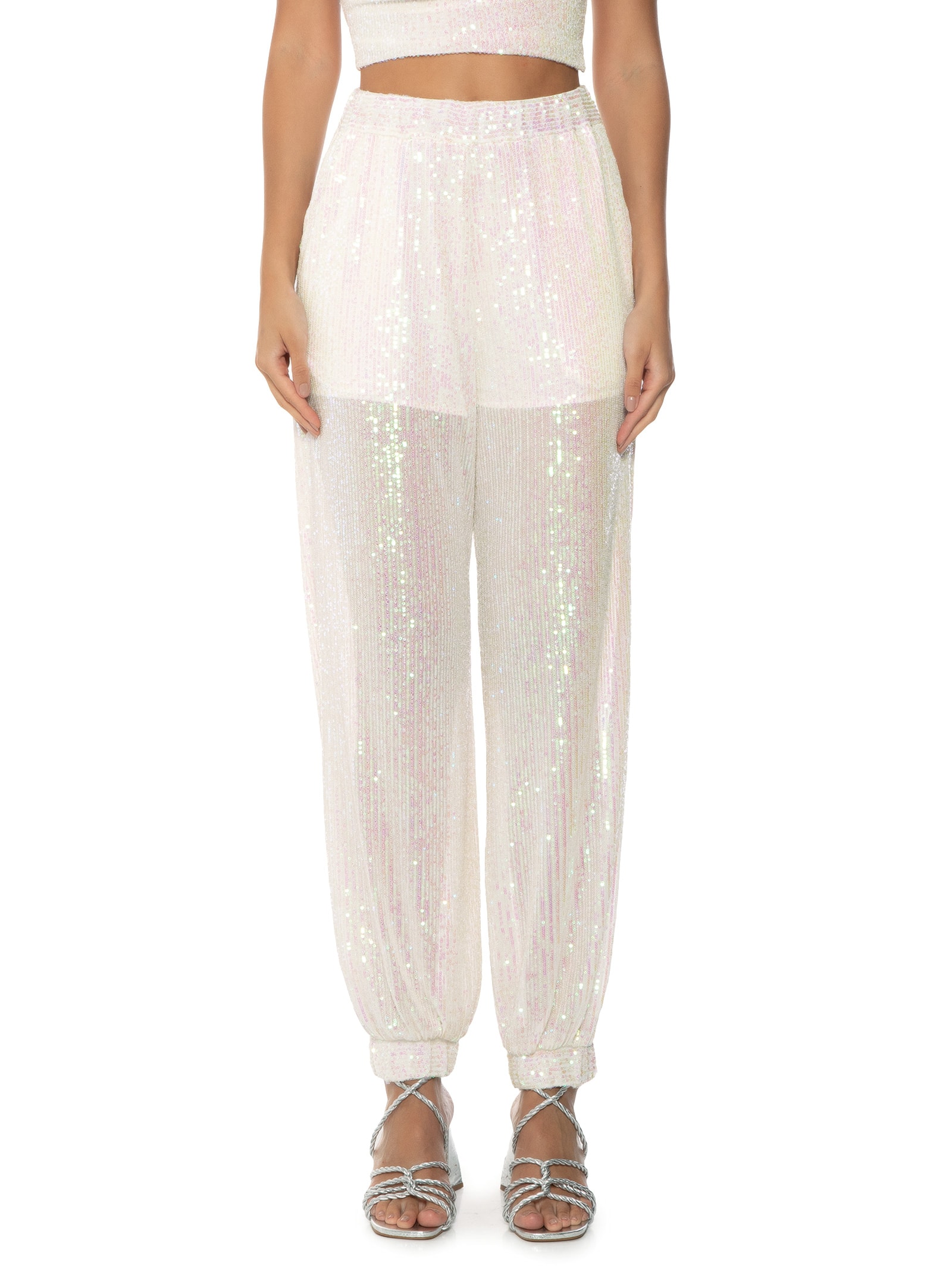 Calça Feminina Jogger Paetê Off White Dress To