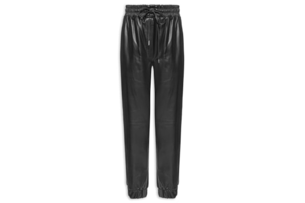 Calça Feminina Jogging Luma Couro - Preto