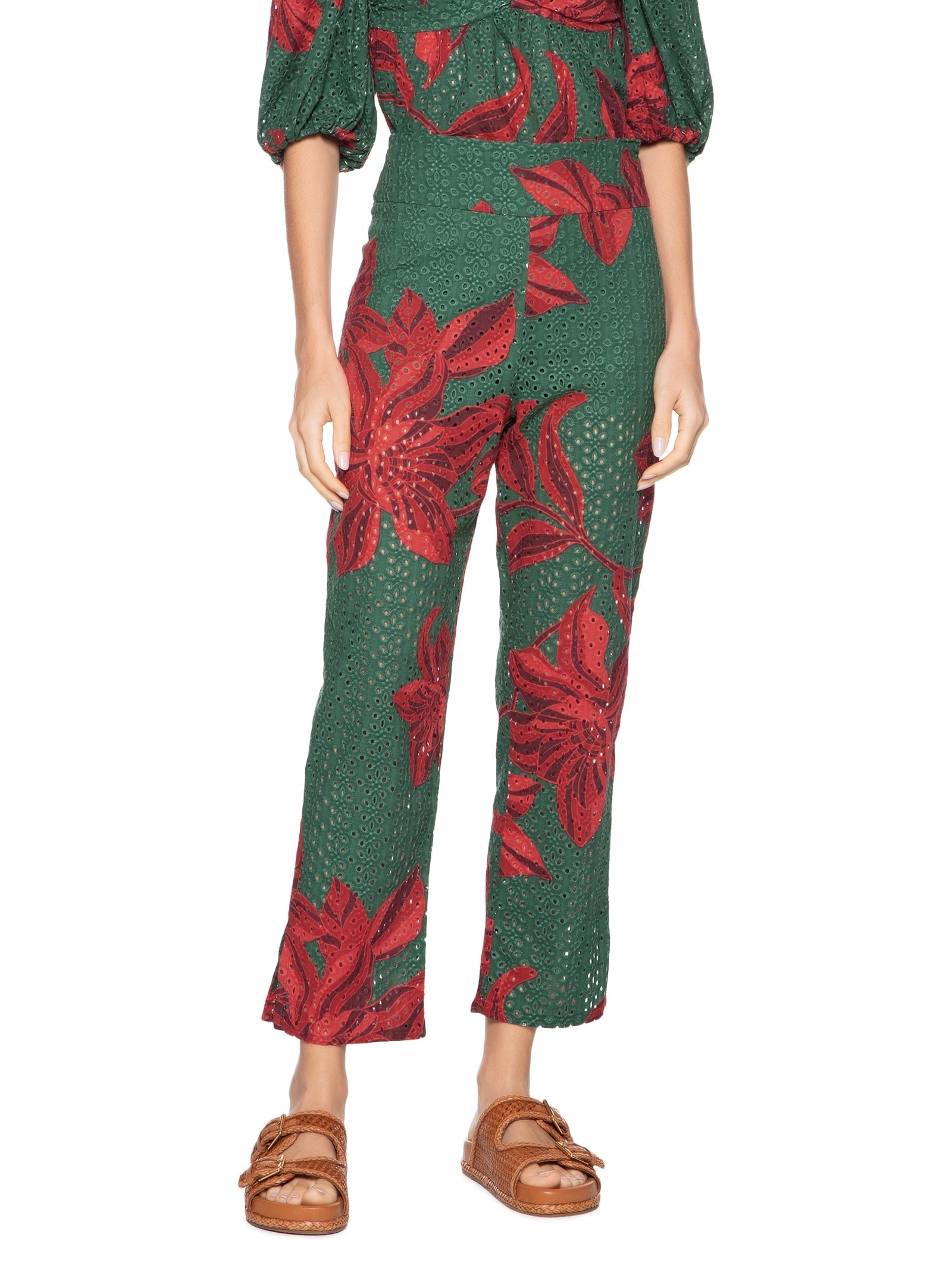 Calça Feminina Laise Estampa Botânico Verde Dress To