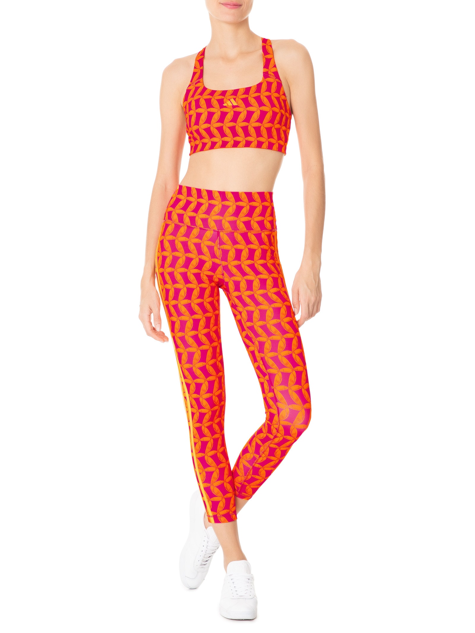 Calça Feminina Legging Capri Laranja  Adidas + Farm