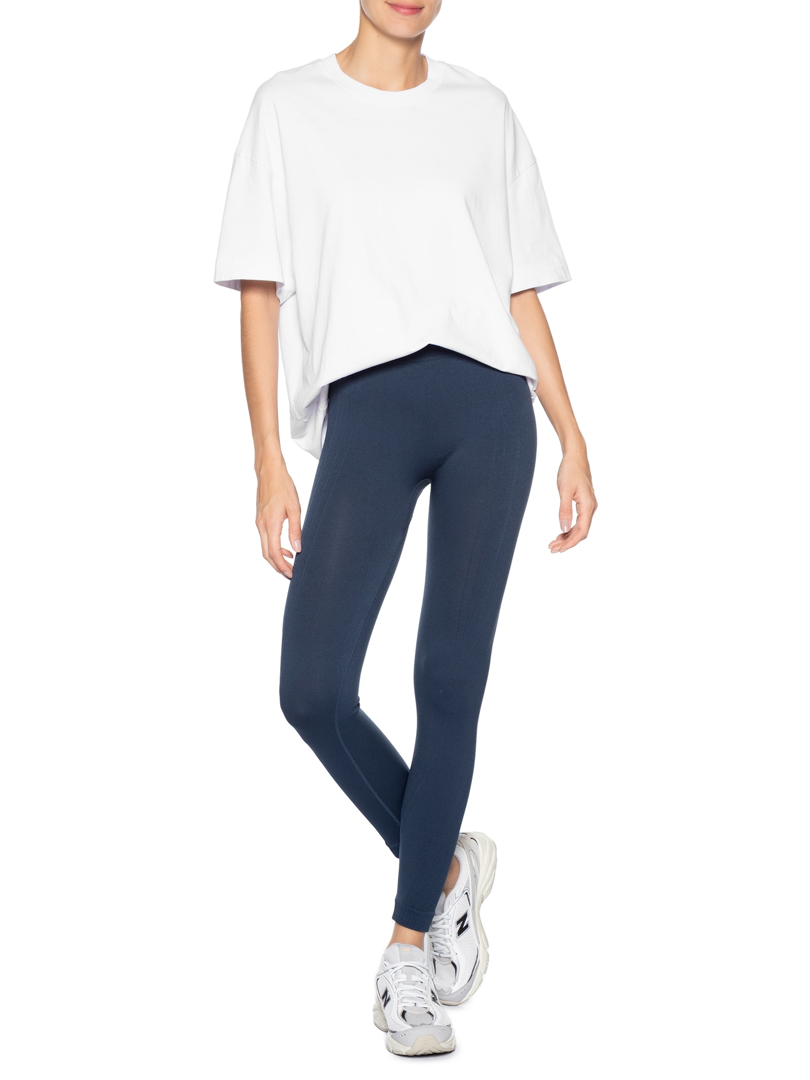 Calça Feminina Legging Poliamida Azul Basiq