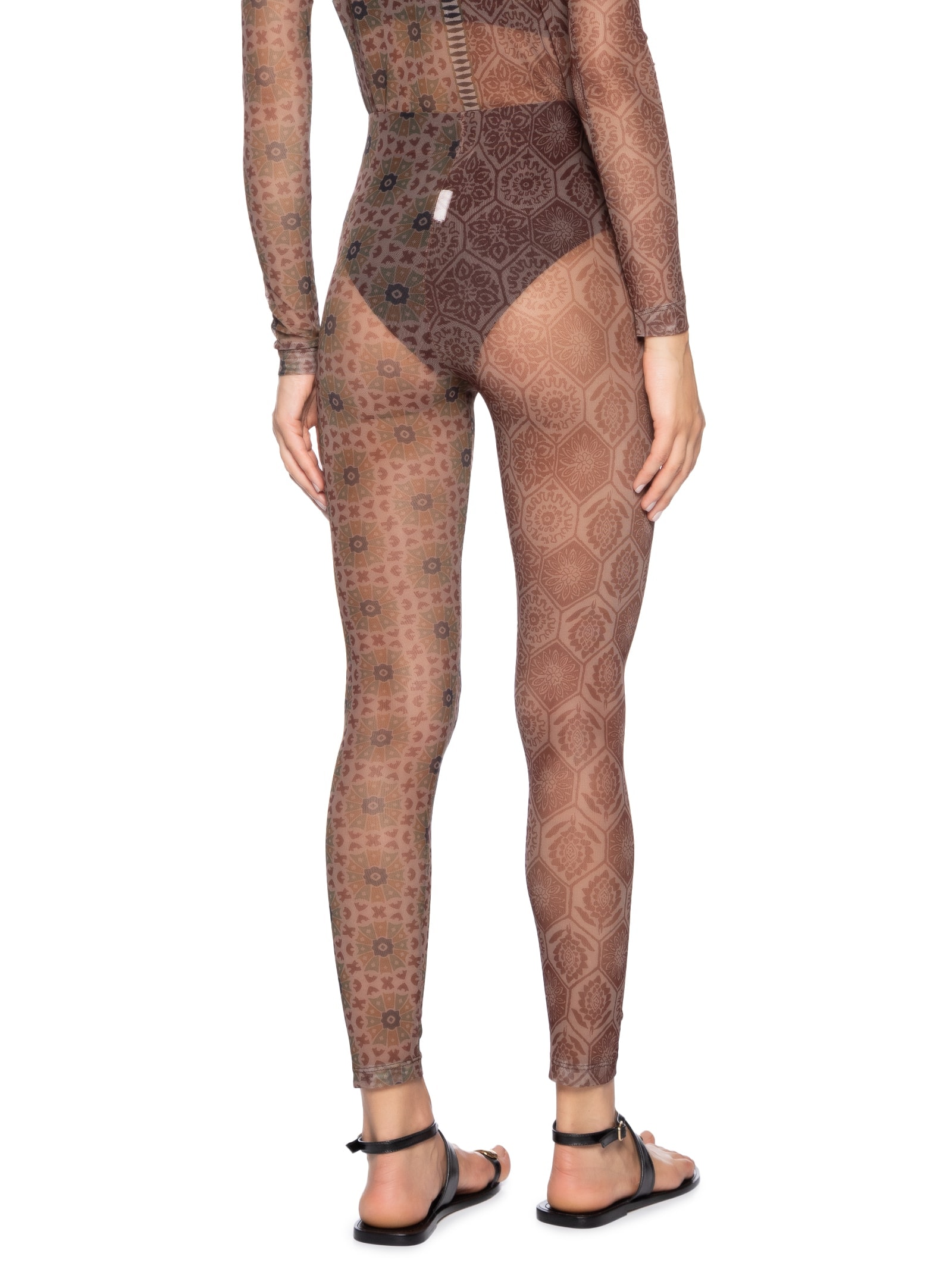 Calça Feminina Legging Tule Estampa Andaluzia Marrom Cantão