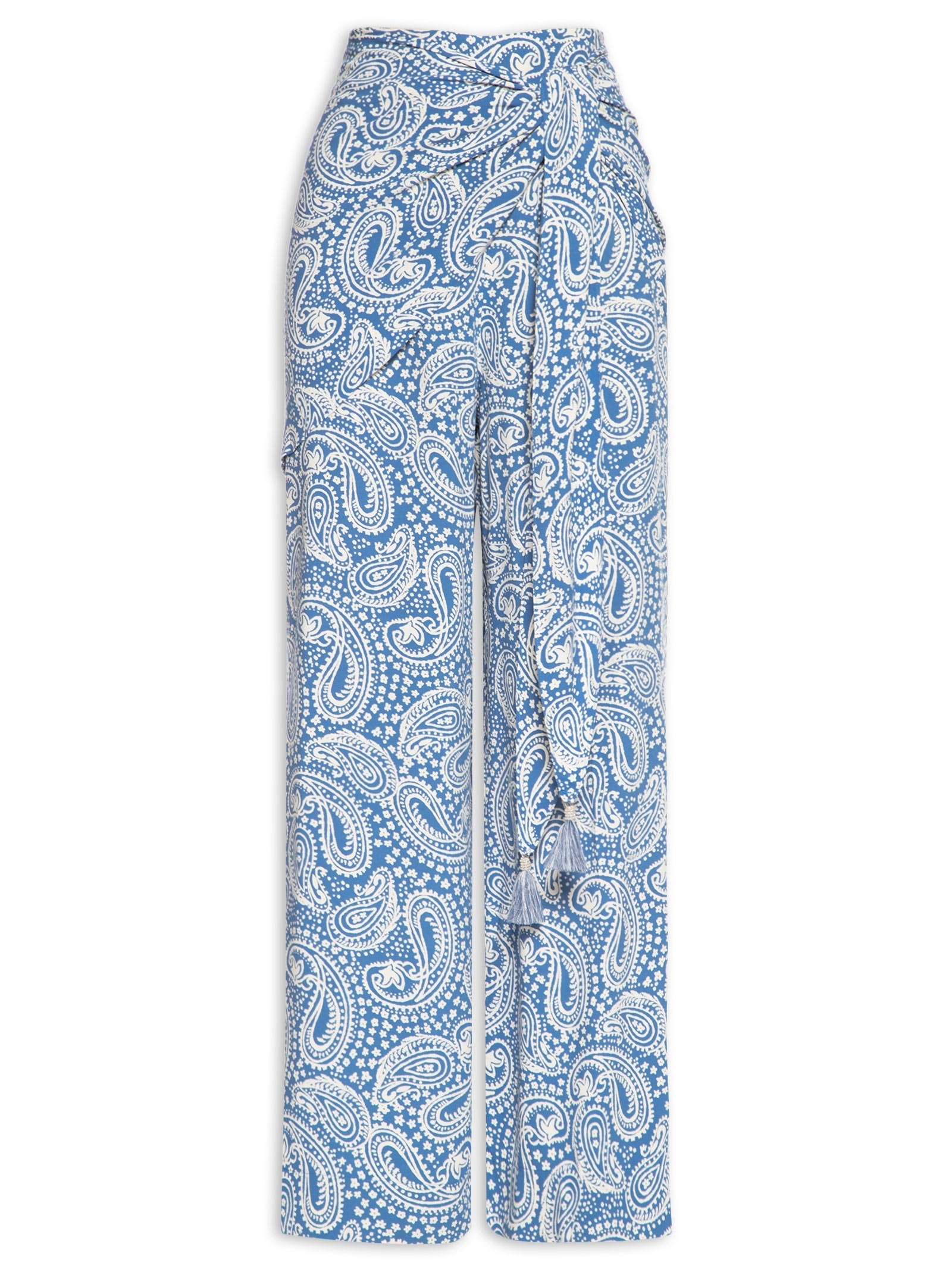 Calça Feminina Lenço Crepe Estampa Céu Sereno Azul Dress To