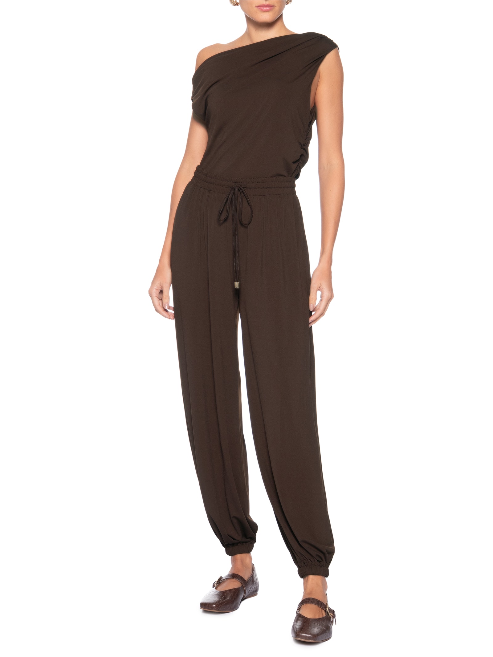 Calça Feminina Leve Ballon – Marrom Basiq