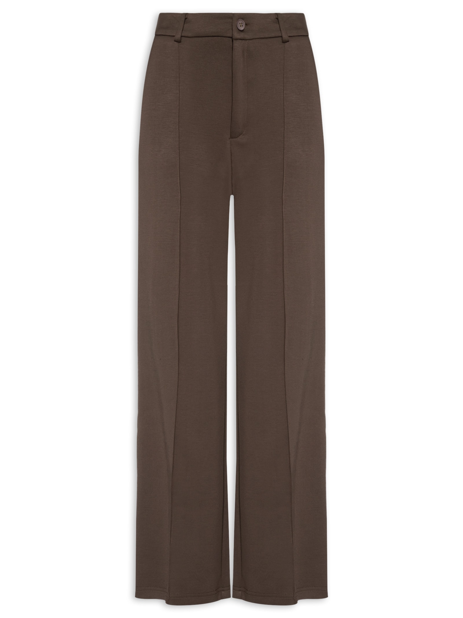 Calça Feminina Leve Reta Marrom Basiq