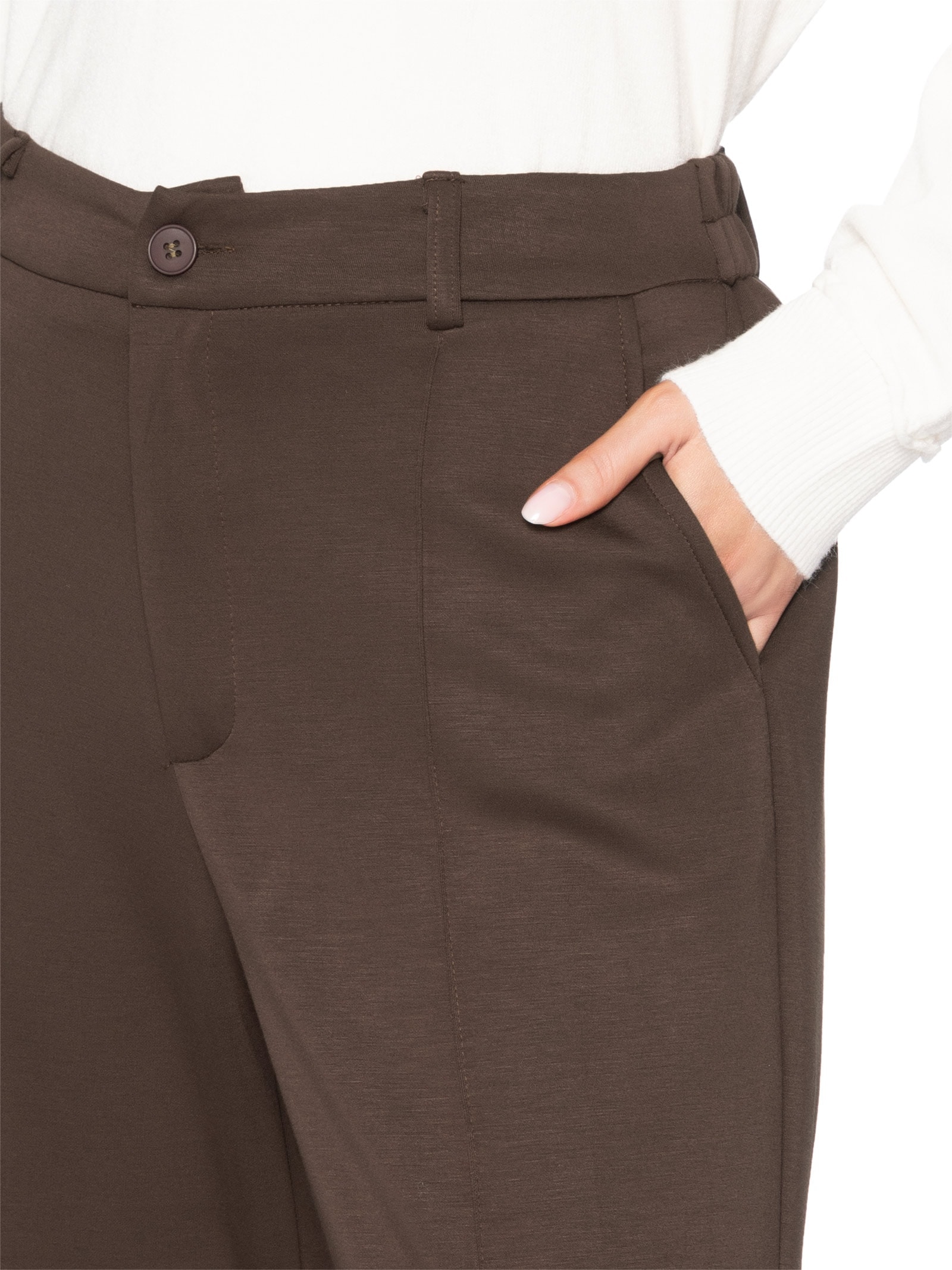 Calça Feminina Leve Reta Marrom Basiq