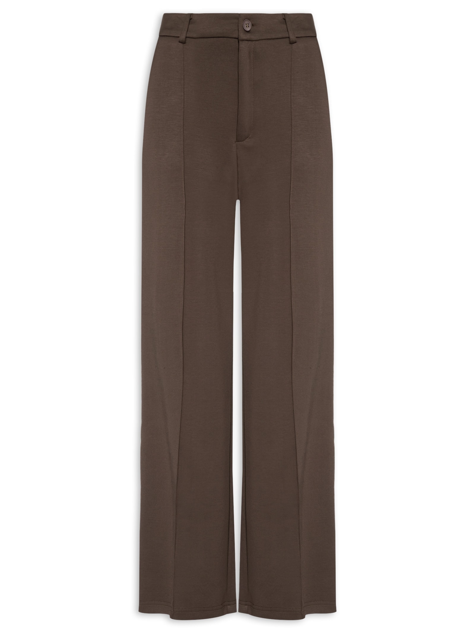 Calça Feminina Leve Reta Marrom Basiq