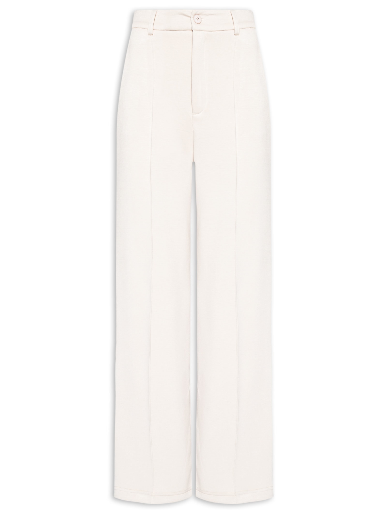 Calça Feminina Leve Reta Off White Basiq