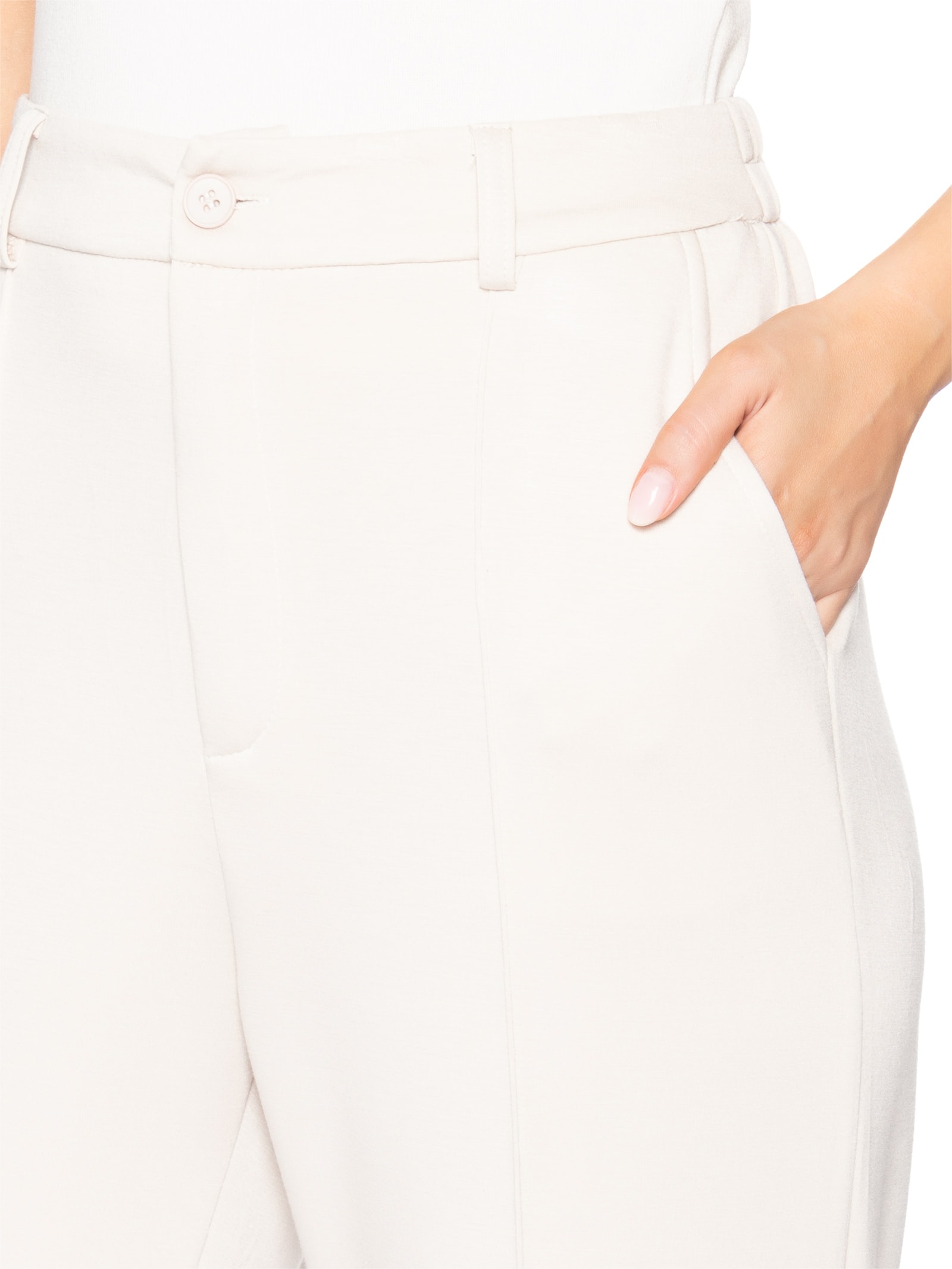 Calça Feminina Leve Reta Off White Basiq