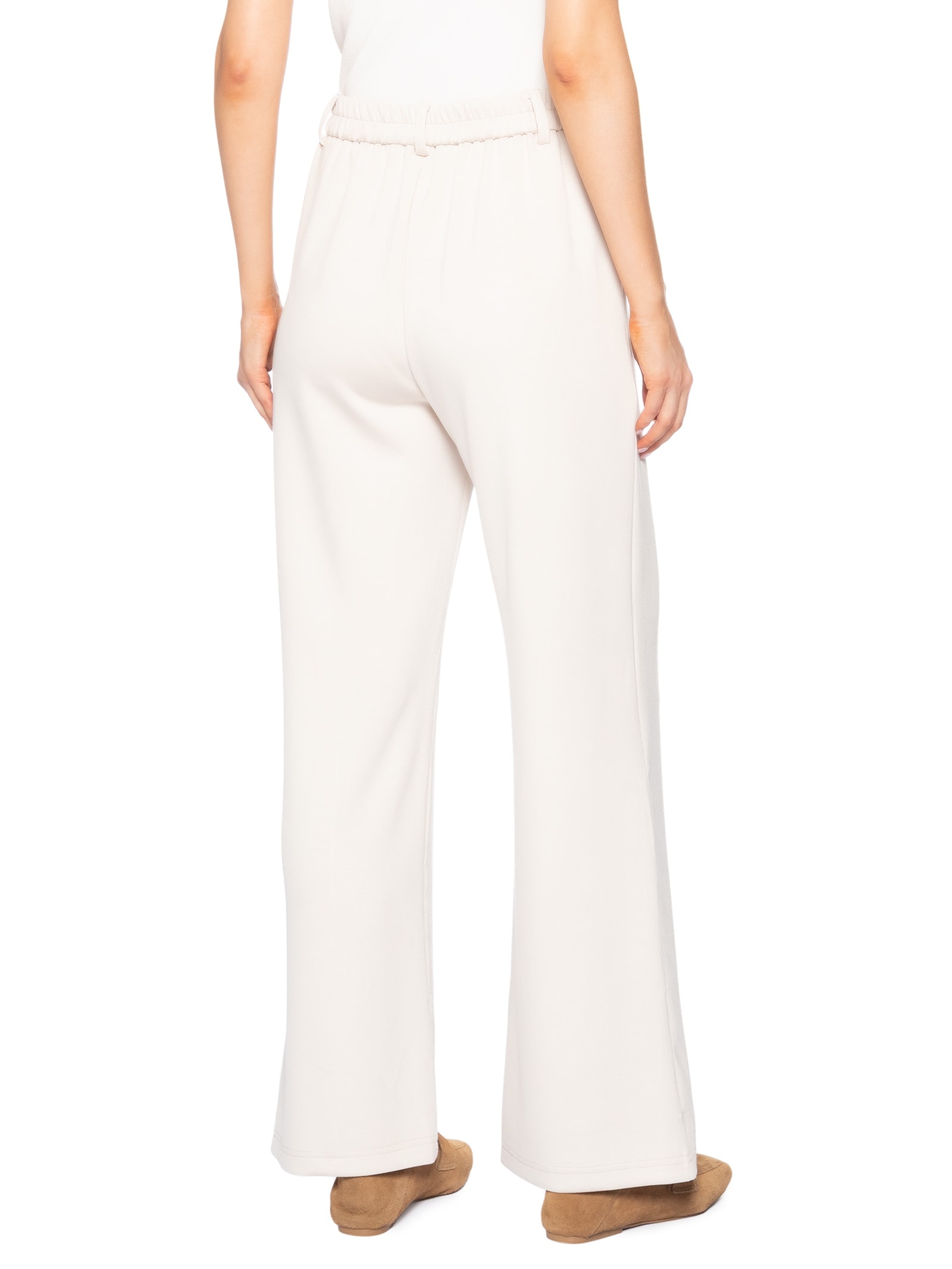 Calça Feminina Leve Reta Off White Basiq