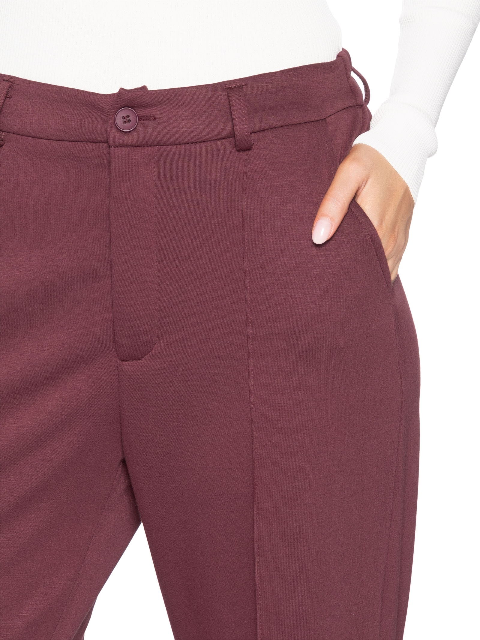 Calça Feminina Leve Reta Vermelho Basiq