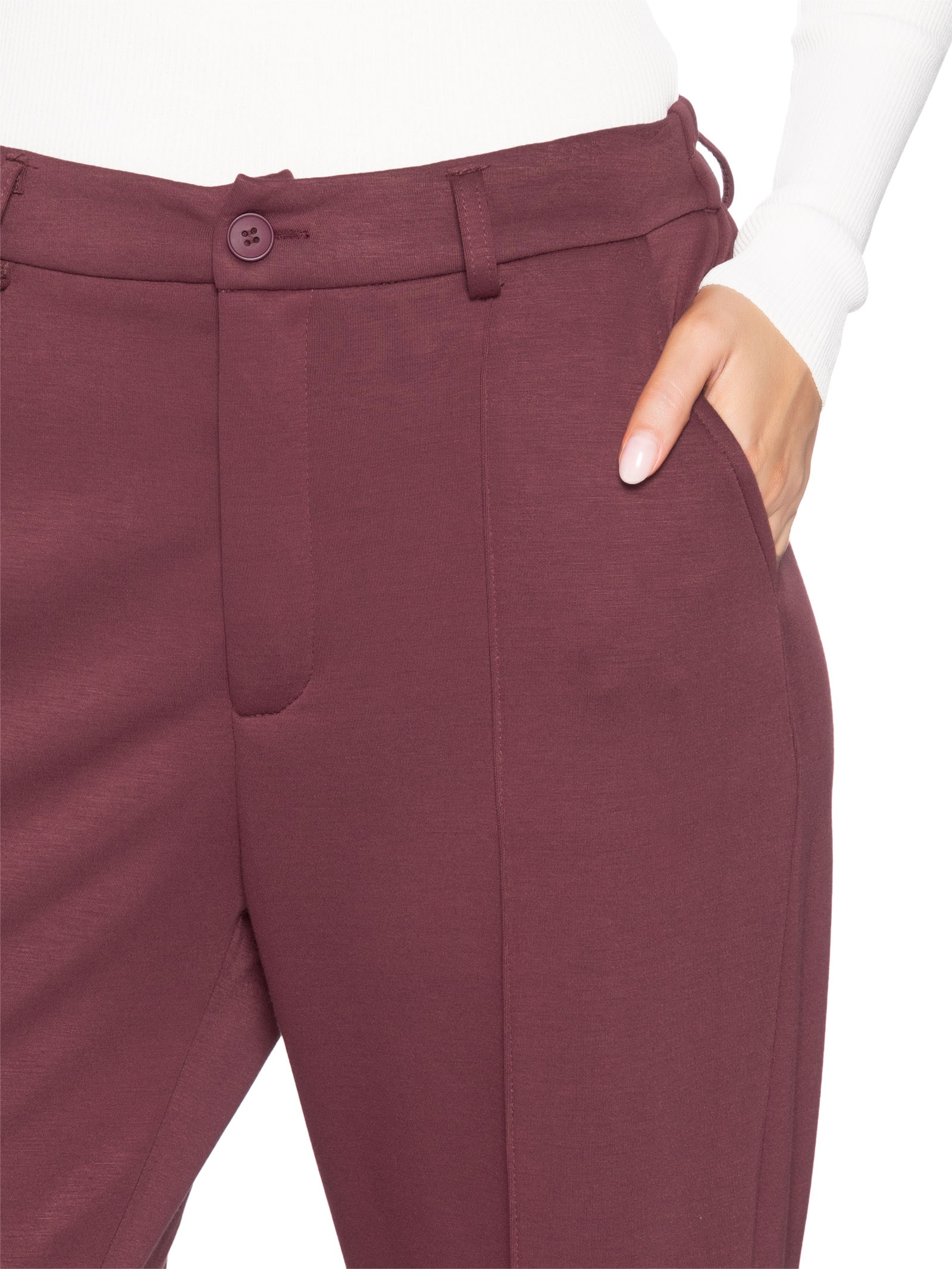 Calça Feminina Leve Reta Vermelho Basiq