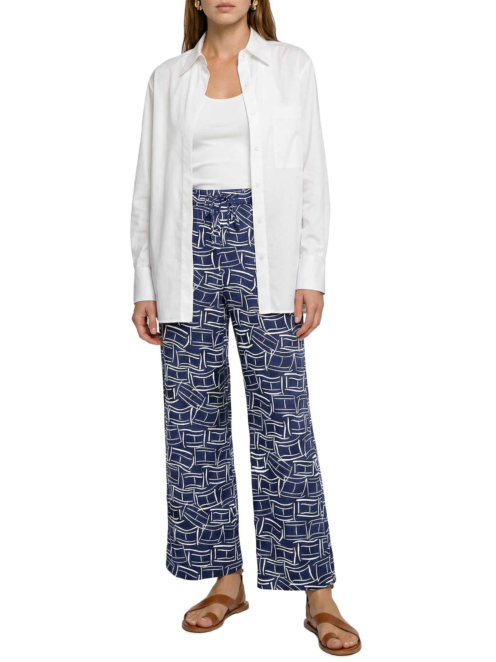 Calça Feminina Linen Pull On Azul Tommy Hilfiger