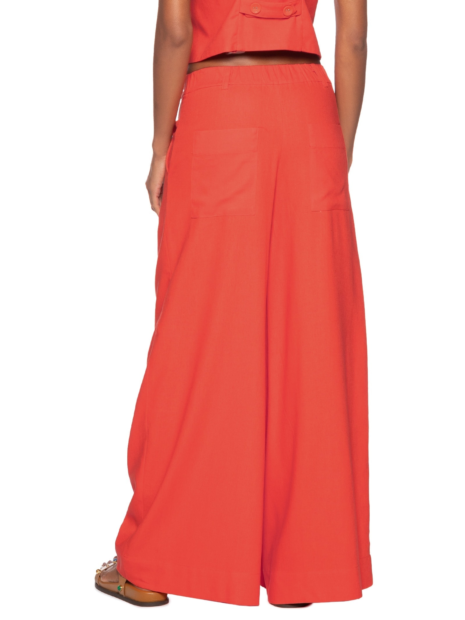 Calça Feminina Linho Alfaiataria Vermelho Dress To