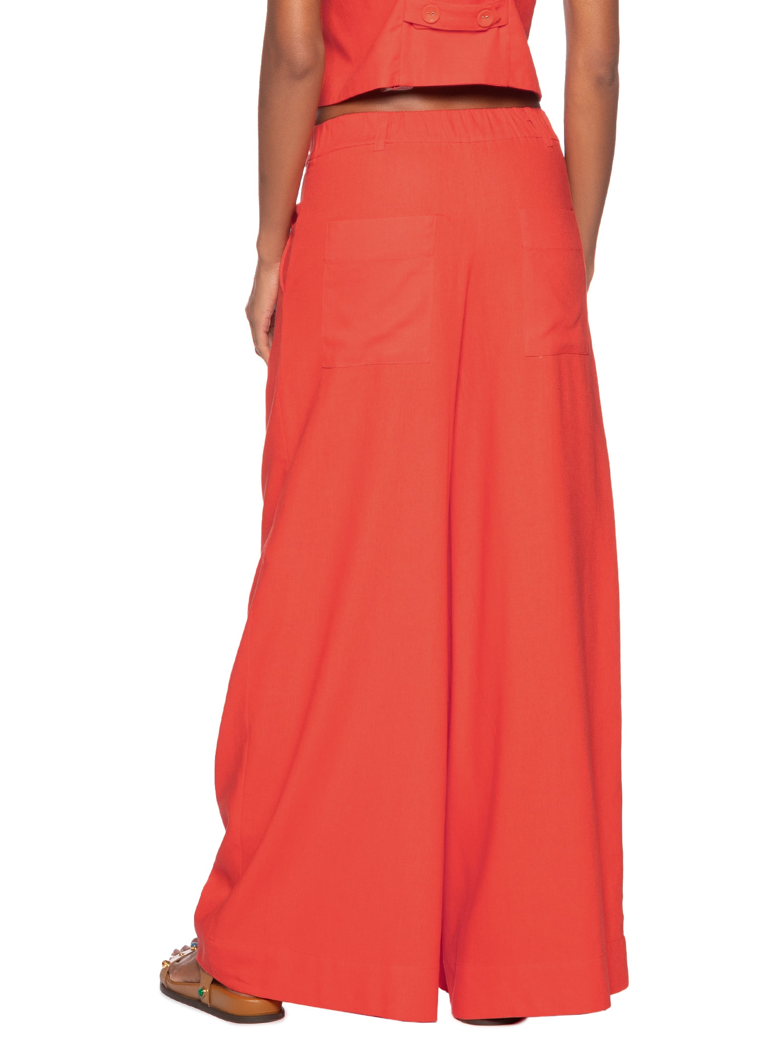 Calça Feminina Linho Alfaiataria Vermelho Dress To