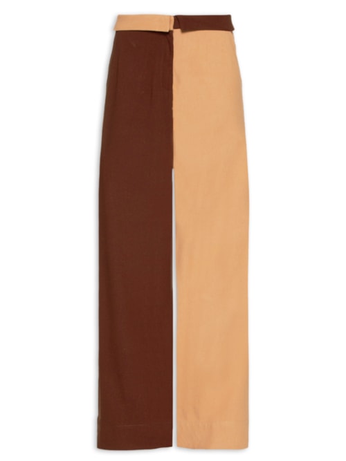 Calça Feminina Linho Bicolor – Marrom