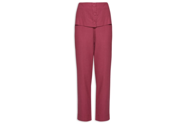 Calça Feminina Linho Botões Frente - Rosa