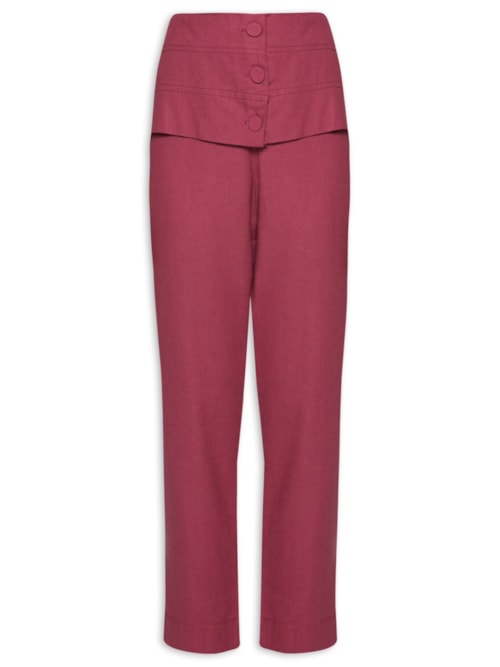 Calça Feminina Linho Botões Frente – Rosa