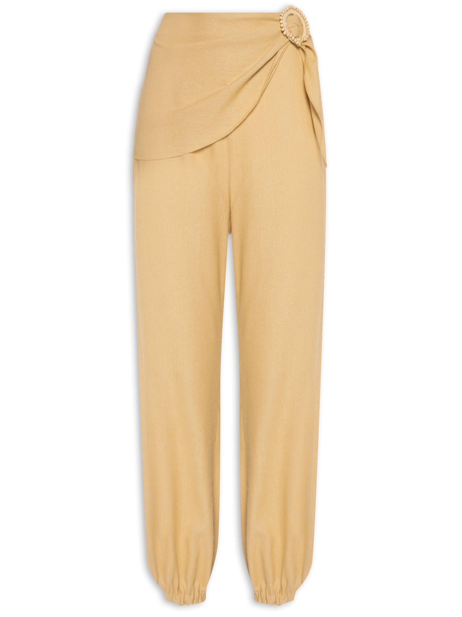 Calça Feminina Linho Com Fivela Bege Dress To