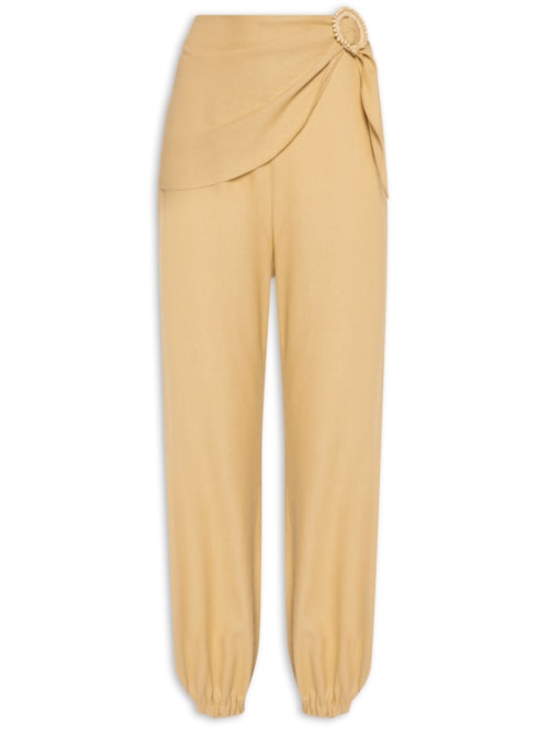 Calça Feminina Linho Com Fivela – Bege