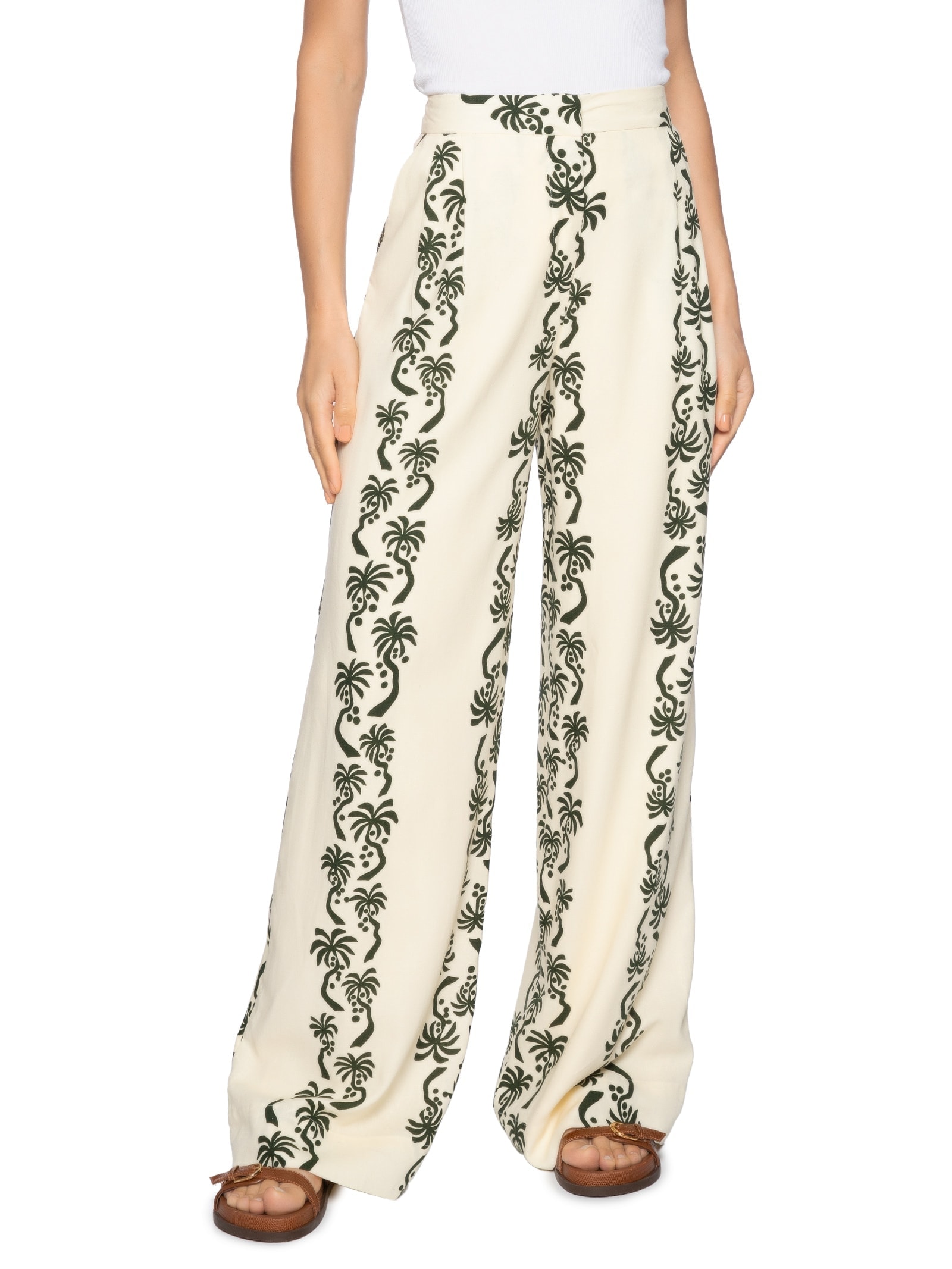 Calça Feminina Linho Estampa Aventureiro Branco Dress To