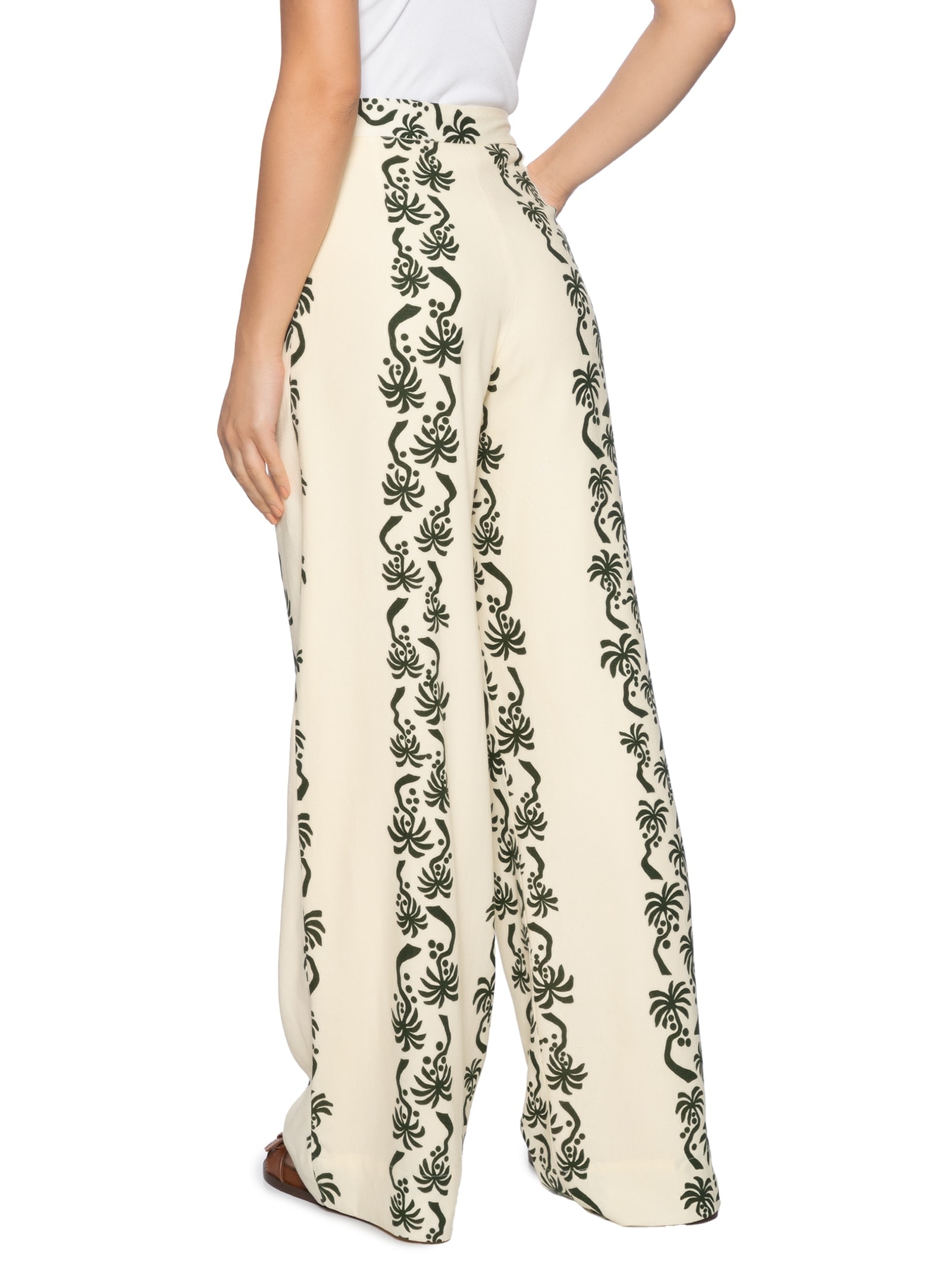 Calça Feminina Linho Estampa Aventureiro Branco Dress To