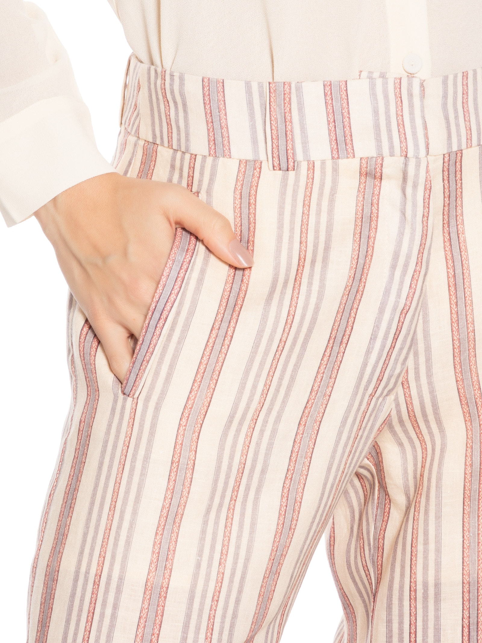 Calça Feminina Linho Estampa Jazzy Bege Maria Filó