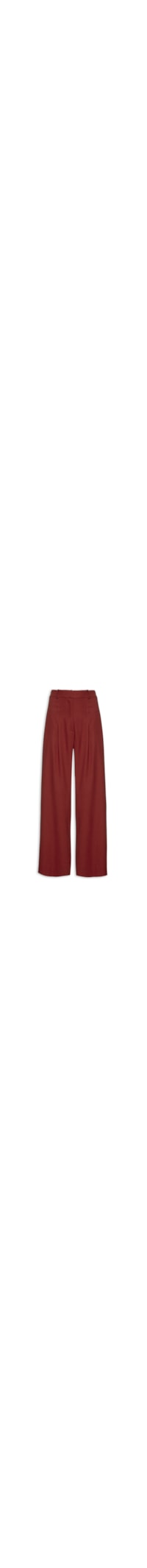 Calça Feminina Linho Pantalona Recorte Frente - Vermelho