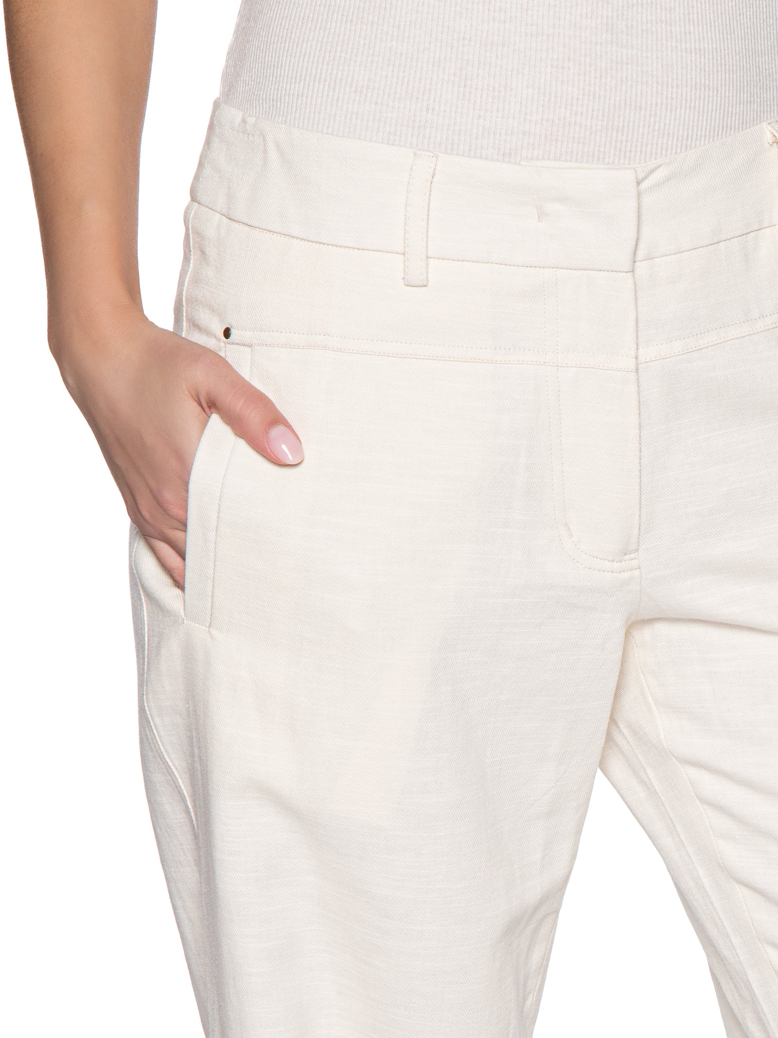 Calça Feminina Linho Recorte Branco Maria Filó