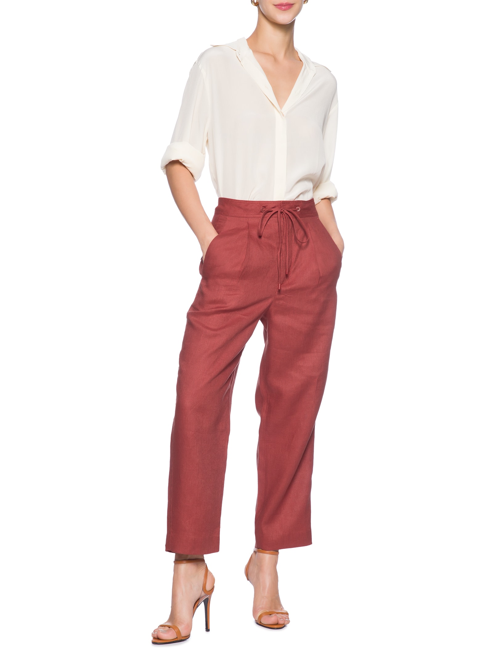 Calça Feminina Linho Vermelho Animale