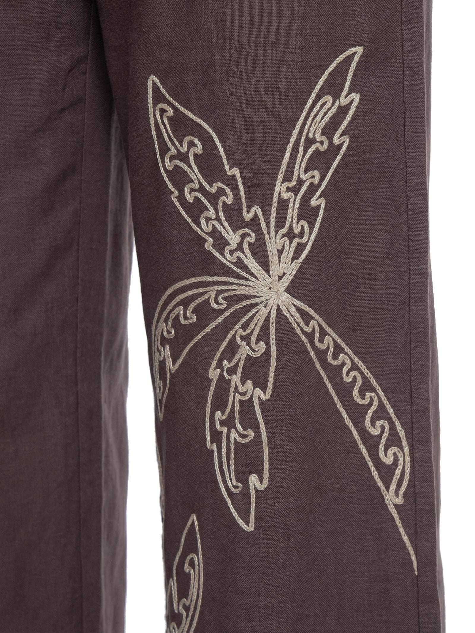 Calça Feminina Lisa Bordado Palmeiras – Marrom Cacay