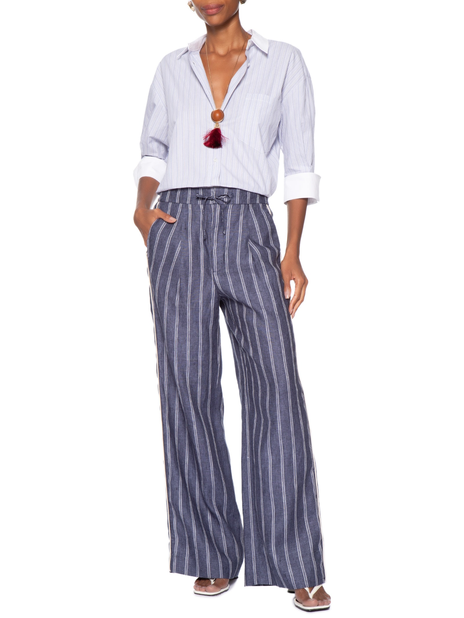 Calça Feminina Listra Vivo Lateral Azul Animale