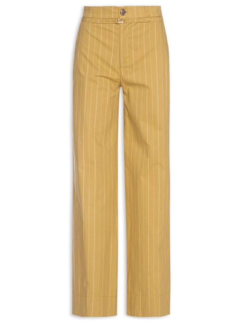 Calça Feminina Listrada com Cinto – Marrom