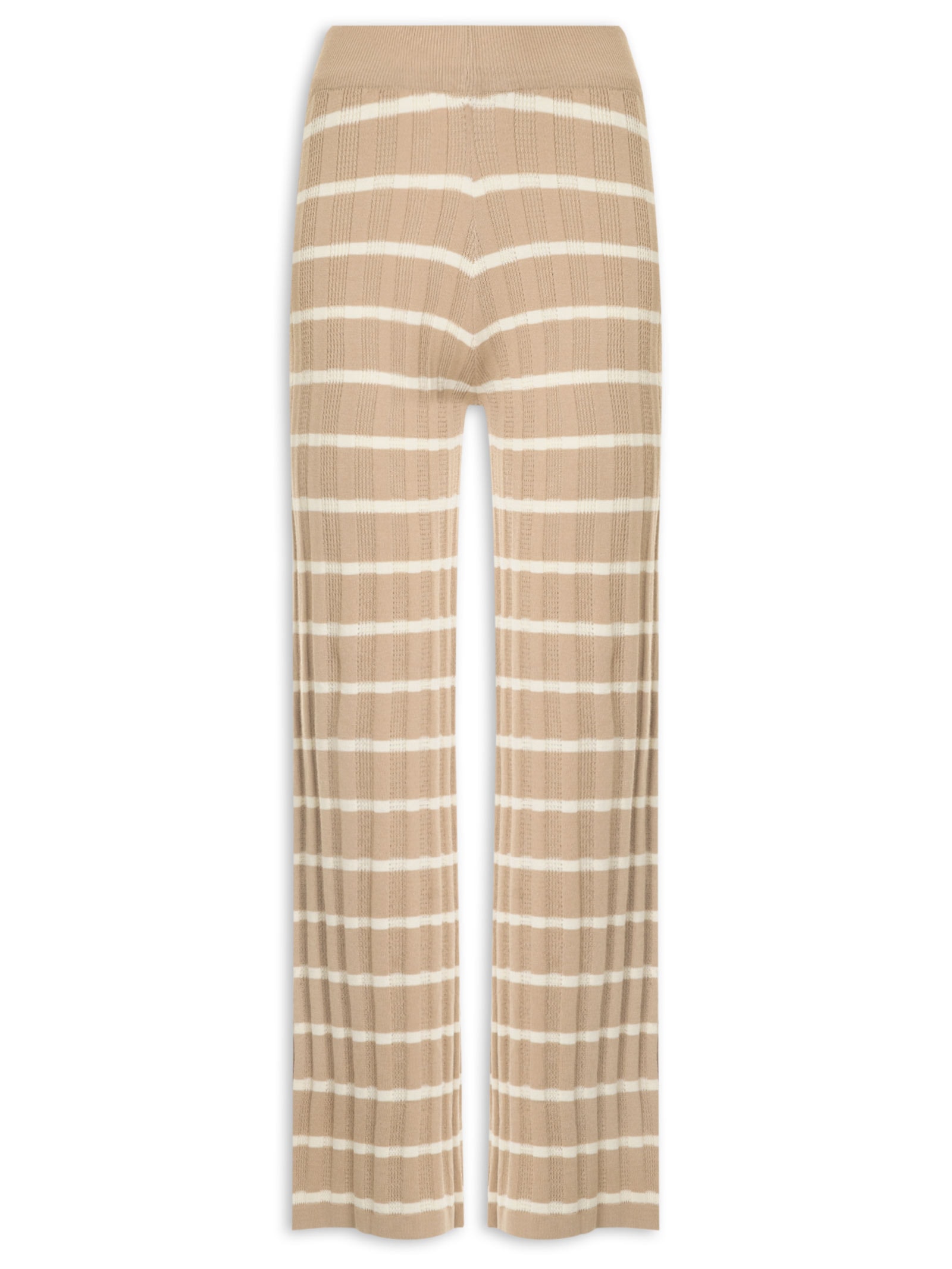 Calça Feminina Listrada Em Tricot Bege Market 33