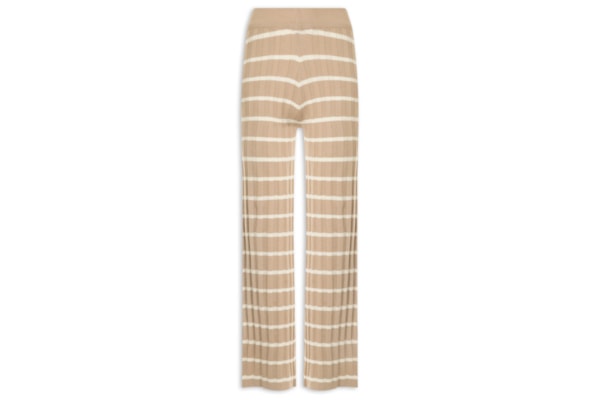 Calça Feminina Listrada Em Tricot - Bege