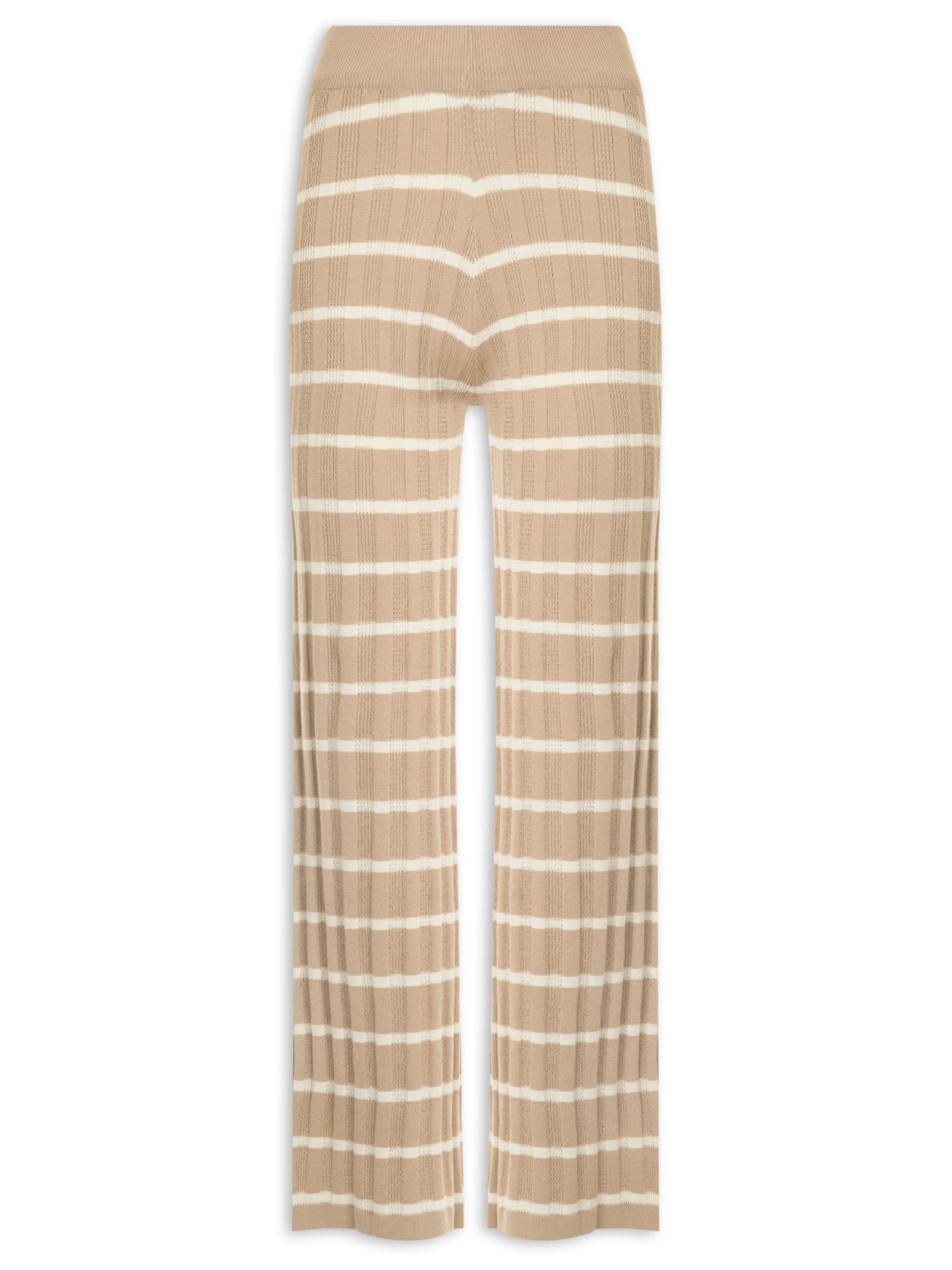 Calça Feminina Listrada Em Tricot Bege Market 33